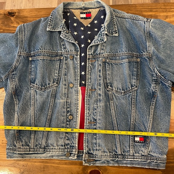 Vintage Rare Tommy Hilfiger Denim Jacket Big Logo Tommy Jeans Flag VTG Trucker - Picture 7 of 10